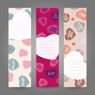 Set of Valentine&#039;s Day vertical banners Hearts ornament Vector illustrations