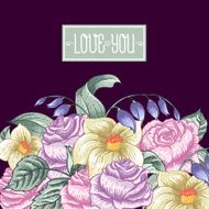 Vintage floral bouquet botanical greeting card