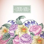Vintage floral bouquet botanical greeting card N2