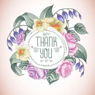 Vintage greeting card with blooming flowers N12