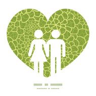 Vector abstract green natural texture couple in love silhouettes frame N2