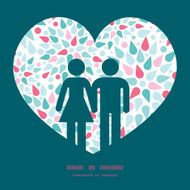 Vector abstract colorful drops couple in love silhouettes frame pattern