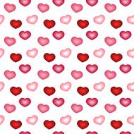 Seamless pattern with pink and red hearts