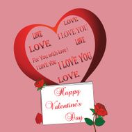 pink background with big heart and roses valentine