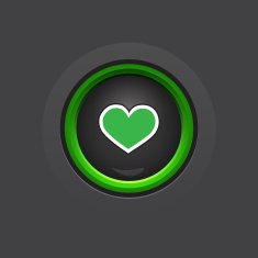 dark glossy circle heart button