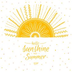 Summer card with cute sun and motivational typographic