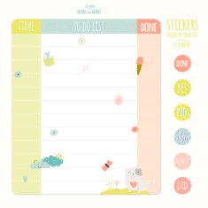 Set of cards notes and stickers with cute illustrations N27