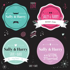 Vintage romantic floral Save the Date invitation in bright color