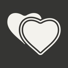 Flat in black and white mobile application hearts