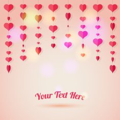 Love background with heart shapes is hanging on a thread