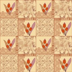 Patchwork seamless pattern with tulips background N2