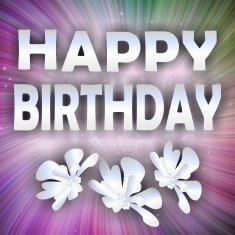 Unobtrusive happy birthday background with silver inscription N2
