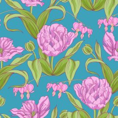 pattern of tulip flowers with leaves N2
