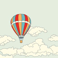 Air balloon flying in the clouds vector illustration N2