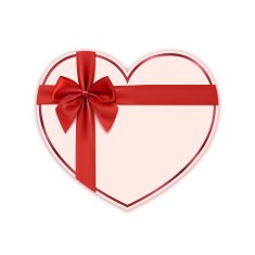 Paper heart with red ribbon and a bow