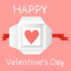 Heart in an open gift box - top view