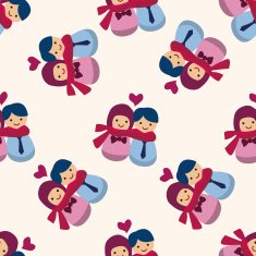 Valentine's day couple icon 10 seamless pattern N2