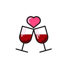 love card with two wine glasses