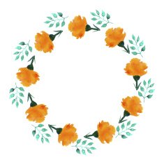 vector watercolor floral wreath flower round frame N3