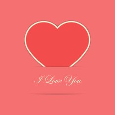 Valentine card with red paper heart