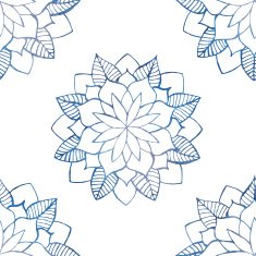 Seamless pattern with hand-drawn watercolor blue flowers