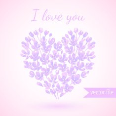heart of watercolor flowers valentine day's card N2