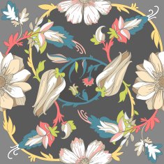 Seamless circular elegant floral pattern N2