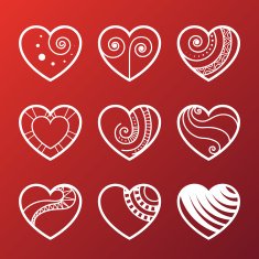 Set of White Heart Icons N3