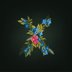 x letter Flower alphabet Colorful font Lowercase N2