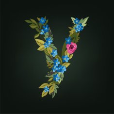 y letter Flower alphabet Colorful font Lowercase N2