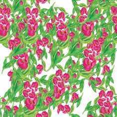 Floral seamless pattern with red flowers in watercolor style