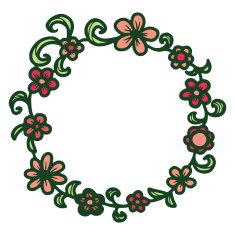 Hand drawn floral round frame N6