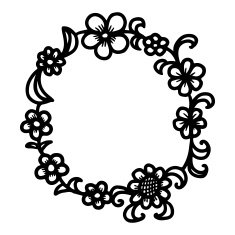 Hand drawn floral round frame N12