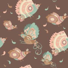Seamless vector background with colorful birds N2