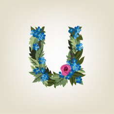 letter Flower alphabet Colorful font Lowercase N35