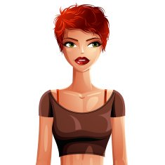 Bright drawing of a gorgeous red-haired sexy Caucasian lady isol N2