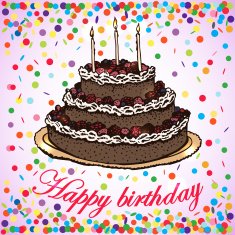 Vector card of a birthday cake