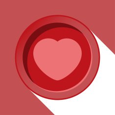 circle with heart and stylized shadow