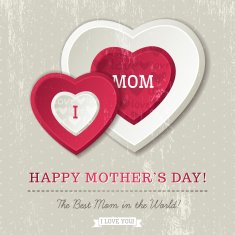 Grey background with two hearts Mother's Day