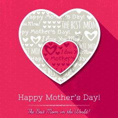Red background with two hearts for Mother's Day