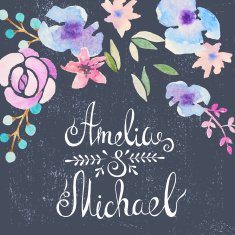 Invitation card with watercolor flowers for your wedding day N19