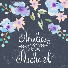 Invitation card with watercolor flowers for your wedding day N20