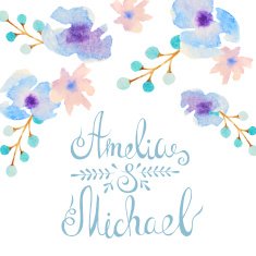 Invitation card with watercolor flowers for your wedding day N21