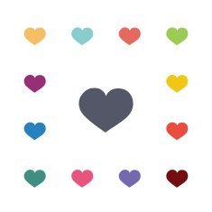 heart flat icons set N2