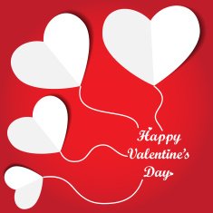 White paper hearts Valentines day card
