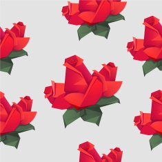 Seamless pattern with origami red roses N2