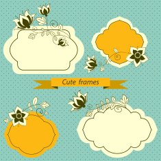 vintage labels with flower Vector set