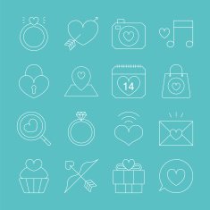 valentine's day line icon set N9