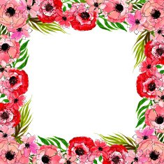 floral frame with pink flowers N3