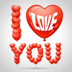 Background with flying balloons in the shape of a heart N4
